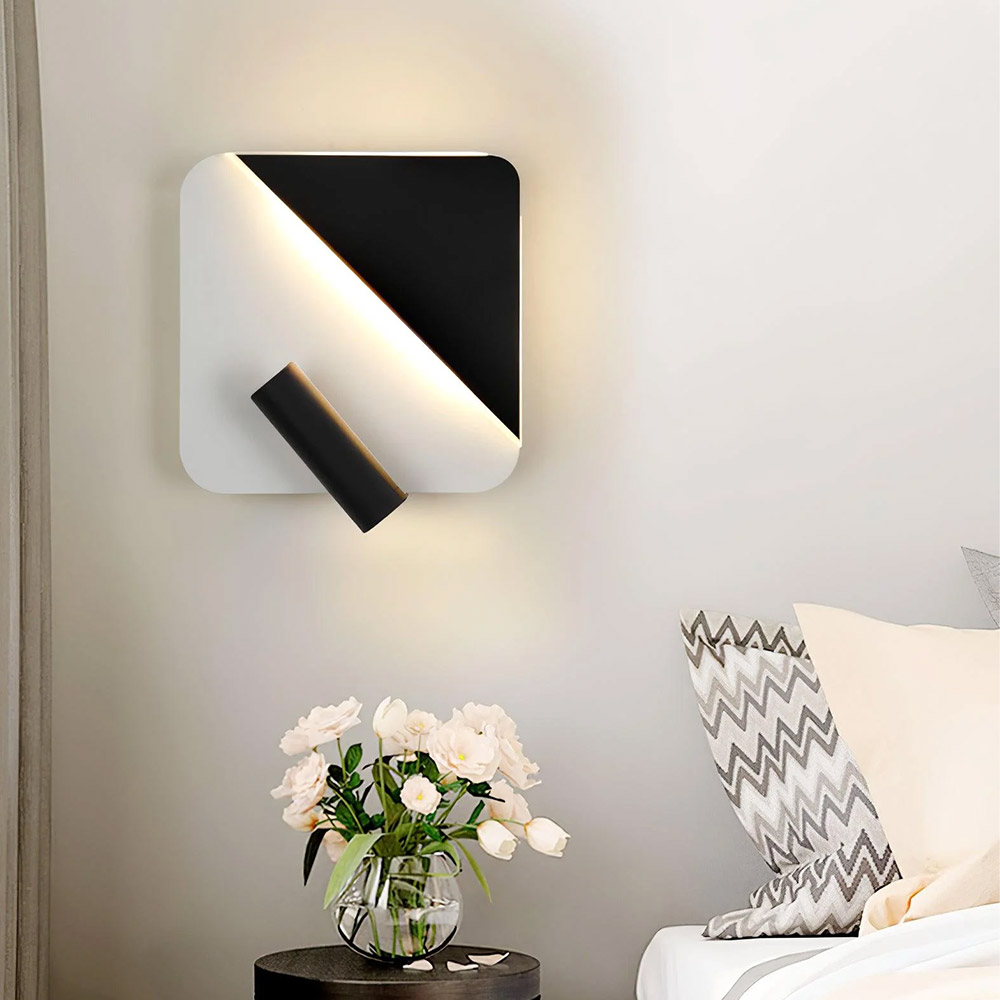 kare model siyah&beyaz renk dekoratif modern duvar ded aplik lamba yatak&çalışma odası başucu lambası aplik